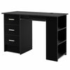 110cm Computer Desk PC Table Workstation w/ 3 Shelf & Drawers Black