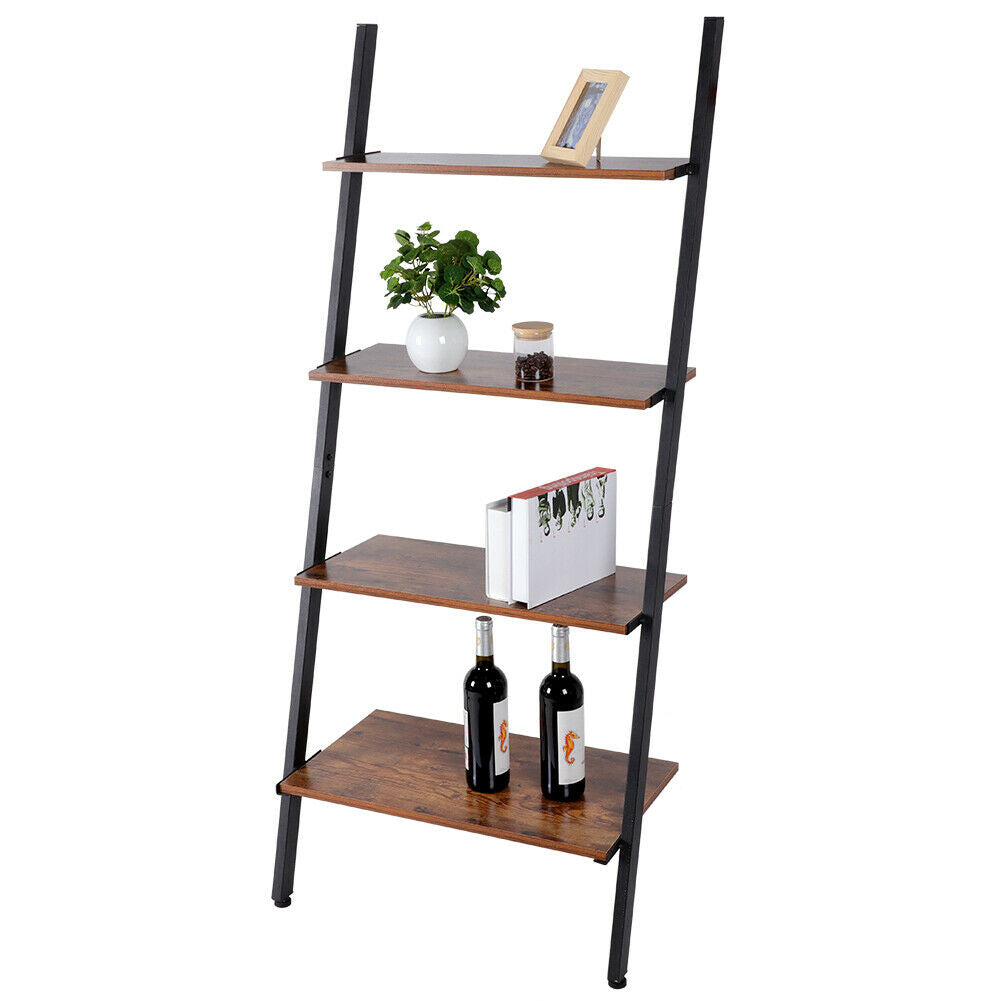 Industrial Ladder Shelves Wall Shelf Hanging Rack 4 Tier Storage Shelving Unit
