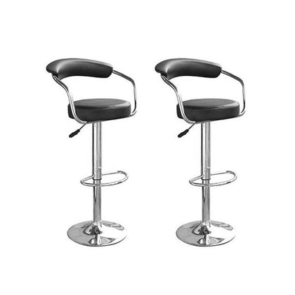 PAIR BLACK BROADWAY FAUX LEATHER KITCHEN BAR STOOL PUB BARSTOOLS SWIVEL PU T305
