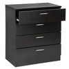 Chest of 4 Drawers Black Bedroom Furniture Tall Storage Bedside Table Nightstand