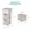Shabby Chic Bedside Unit Tables Drawers Cabinet + Wicker Storage Wooden Bedroom