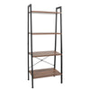 Wooden 4 Tier Ladder Book Shelf Storage Bookcase Display Stand Metal Frame Brown