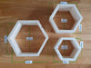 Set of 3 wooden handmade hexagon shelves made from pine wood - dark oak