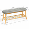2-Tier Bamboo Hallway Shoe Bench Rack Stand Organiser Storage Upholstered Seat