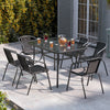 Garden Furniture Set Glass Top Picnic Table and Chair Diner Outdoor Patio Bistro