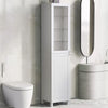 Modern White Tall Floor Cabinet Shelving Unit Narrow Bathroom Hallway Storage