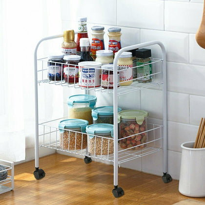 2 Tier Rack Stand Stainless Steel Kitchen Storage Organiser Shelf Office Stand