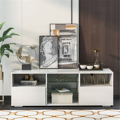 TV Stand 130cm High Gloss TV Unit Cabinet Table Sideboard With LED Lights UK