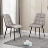 2 Grey Velvet Dining Chairs Dining Room Restaurant Metal Legs Padded Modern