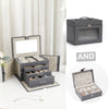4 Layers Large Jewellery Box Storage Organizer Case Cabinet w/Portable Box Grey