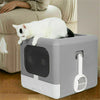 Cat Litter Box Flip Pet Cat Litter Tray Box Hooded Toilet Charcoal Filter Deep