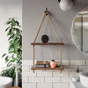 2 Tiers Wooden Hanging Rope Shelf Wall Mounted Floating Shelf Storage Rustic