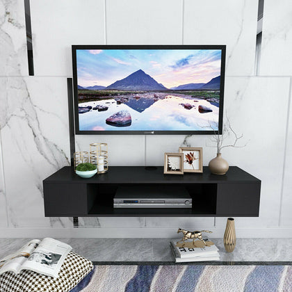 1/2 Tiers Floating Wall Mounted TV Stand Shelf Entertainment Console Unit Desk