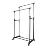 Double Clothes Rail Garment Coat Shirt Hanging Display Stand Rack With Wheels UK