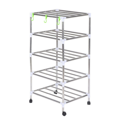 5 Tier Corner Plate Kitchen Bathroom Cupboard Organiser Tidy Storage Rack Stand