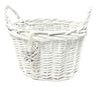 White Shabby Chic Wicker Kitchen Crafts Home Storage Hamper Basket With Handle