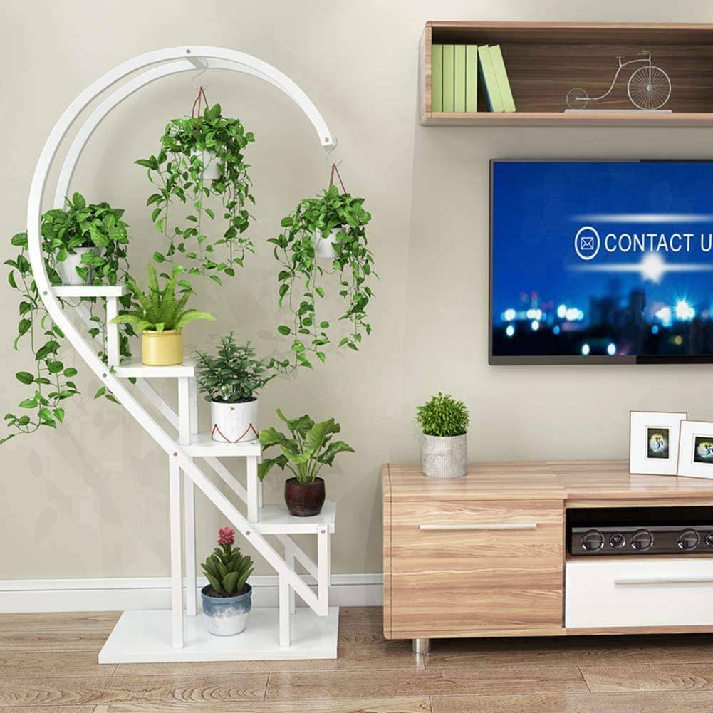 Heart Shape Flower Pot Holder Metal Rack Plant Display Shelf Stand Garden Decor