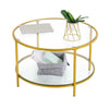 Modern Double Glass Gold Round Glass Coffee Table Side End Living Room