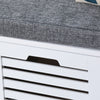 3-Door Shoe Storage Bench Cushion Seat Slatted Doors Elevated Base White