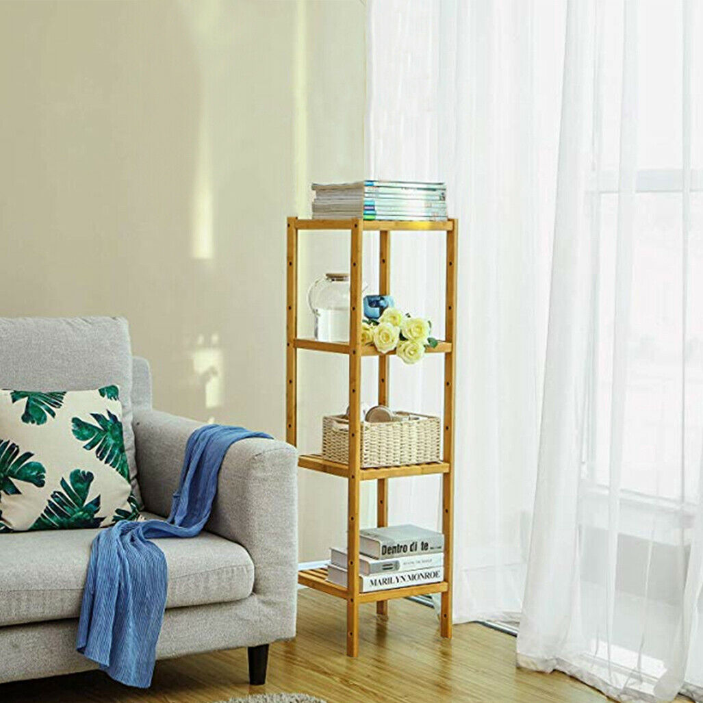 Bamboo Bathroom Shelf Standing Kitchen Rack 14x13x43.3" for Narrow Space Hallway
