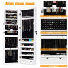 Lockable Jewelry Storage Cabinet Wall-mounted LED Jewelry Armoire w/Full Mirror