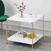 2 Tier Coffee Table Marble Effect Sofa Side End Table Storage Shelf Living Room