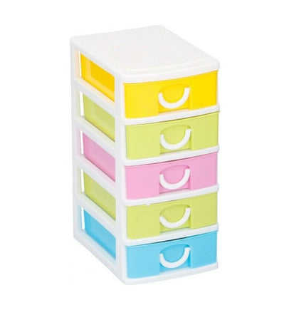 Mini Desktop Plastic Drawers Storage Draw Tower 5-Tier Table Unit Office Home