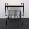 Vintage Retro Wood & Metal Magazine Side Coffee Lamp End Table Rack Display Unit
