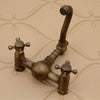 Wall Mount Antique Brass Swivel Bathroom Sink Faucet Basin Mixer Tap Dual Handle