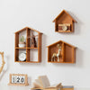 Wall Mounted Storage Cabinet House Shape Shelf Wooden Storage Unit Brown Home