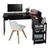 L-shaped Corner Computer Desk PC Workstation Table Home Office Book Shelves