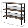 3-Tier Industrial Style Storage Display Shelf Metal Frame Adjustable Feet Brown