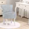 Chic Dressing Table Stool Fluffy Fabric Padded Scroll Back Dining Vanity Chair