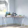 L-Shaped Computer Desk Corner PC Table Writing Workstation Home Office, White