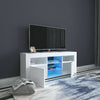 Modern White High Gloss Corner TV Unit Stand Cabinet LED Light W/ Storage Drawer