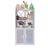 White Wood Bathroom Storage Cabinet Cupboard Bedroom Storage Unit Free Standing