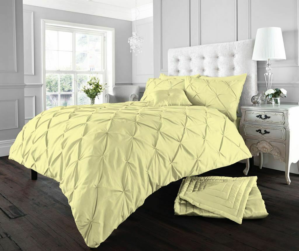 Pintuck Pleated Alford Duvet Cover Set Bedding With Pillowcase All Sizes Colours