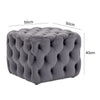 Square Grey Velvet Tufted Button Footstool Ottoman Pouffe Foot Rest Stool Seat