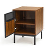Mondeer Bedside Table Retro End Table with Metal Legs Removable Divider Brown