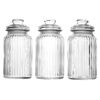 Set of 3 Vintage Glass Jars Airtight Tea Coffee & Sweet Storage Jars
