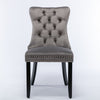 Set of 2 Velvet Dining Chairs High Back Wooden Legs for Home Dining Room Kitchen