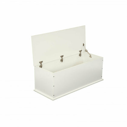 NEW! White Wooden Storage Chest Ottoman Blanket Box Toy Chest Trunk