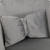 Velvet Upholstered Accent Chair Wing Back Armchair with Pilow & Metal Legs Grey