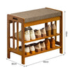 Hallway Shoe Storage Rack Cushion Padded Bench Bamboo Wood Entryway Organizer