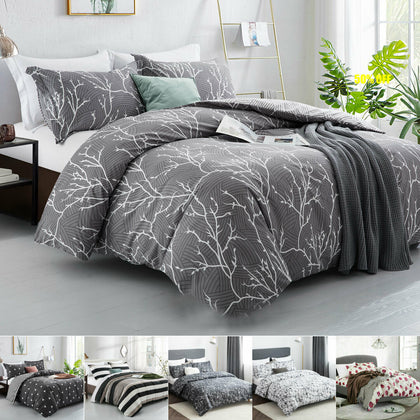 Printed Duvet Cover Set Single Double King Size Patterned Bedding & Pillowcases