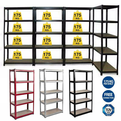 Garage Racking 5 Tier Shelving Unit Boltless Heavy Duty Metal Shelf Shed Storage