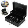 12"Petty Cash Box Black Metal Security Money Safe 2Tiers Holder 2 Keys Lockable