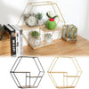 Hexagon Wall Mounted Shelf Metal Wood Storage Display Holder Floating Shelf Rack