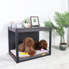 2 In 1 Pet Dog Puppy Cage Crate Wood Cabinet House End Side Table w/ Cushion Bed