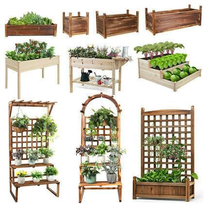 UNHO Elevated Raised Garden Bed Vegetables Flower Herb Planter Box Outdoor Decor